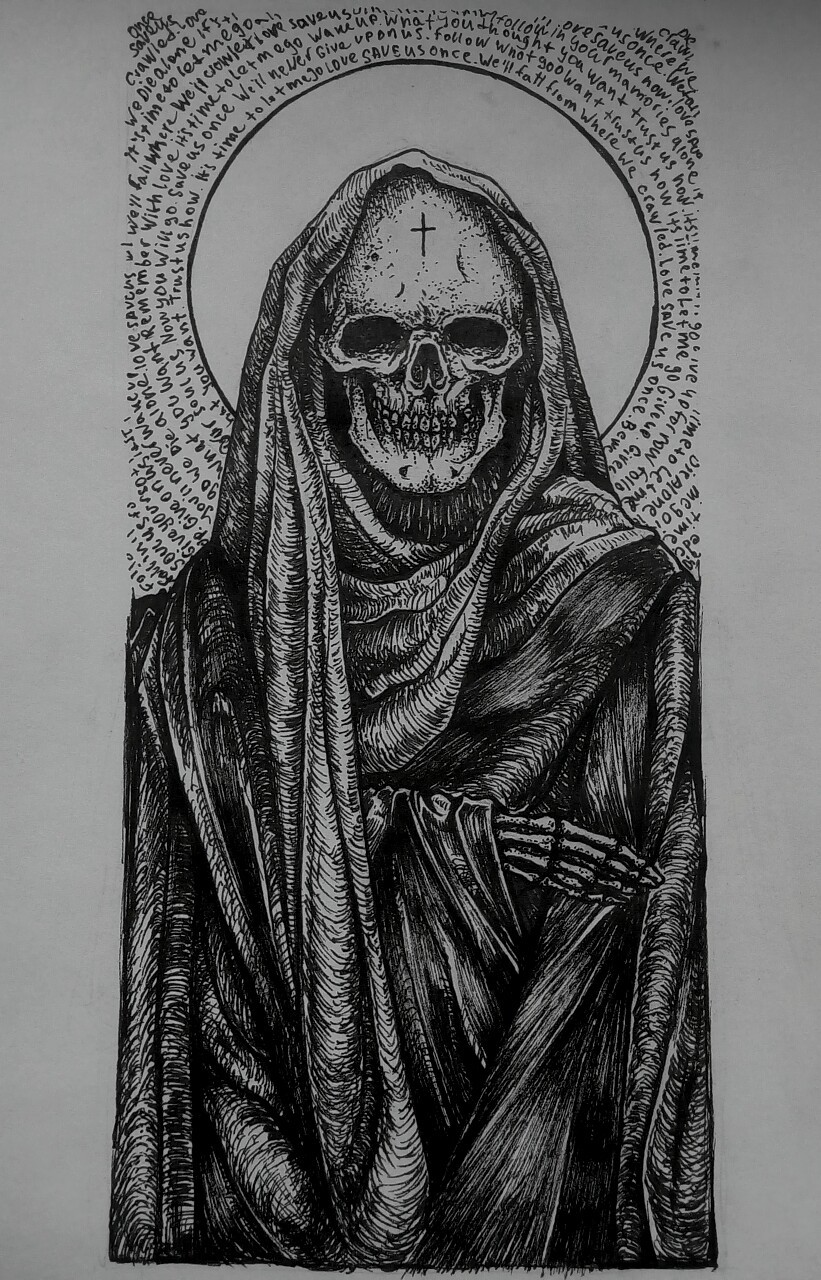 Okay let's get a little more famous - My, Sketch, Black and white, Dotwork, Black pen, Death, Depression