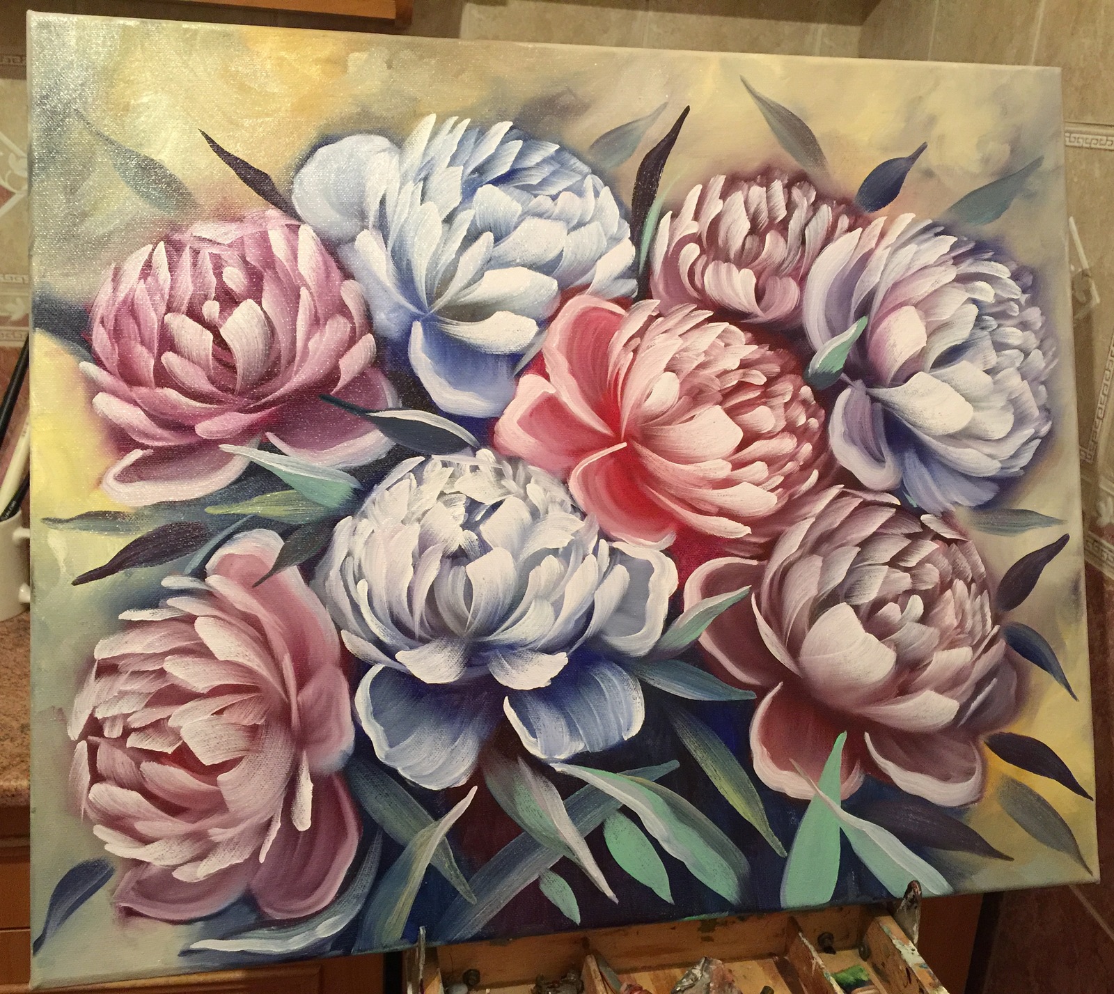 Oil painting, peonies - My, Oil painting, Peonies, Saint Petersburg, Flowers, Artist, Painting, Art