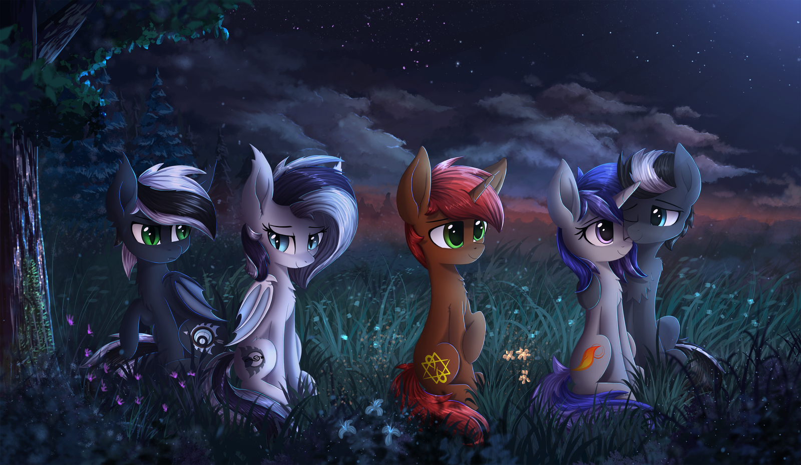 Moon night at Equestria. Art by Atlas_66 - My little pony, PonyArt, Original character, Atlas-66