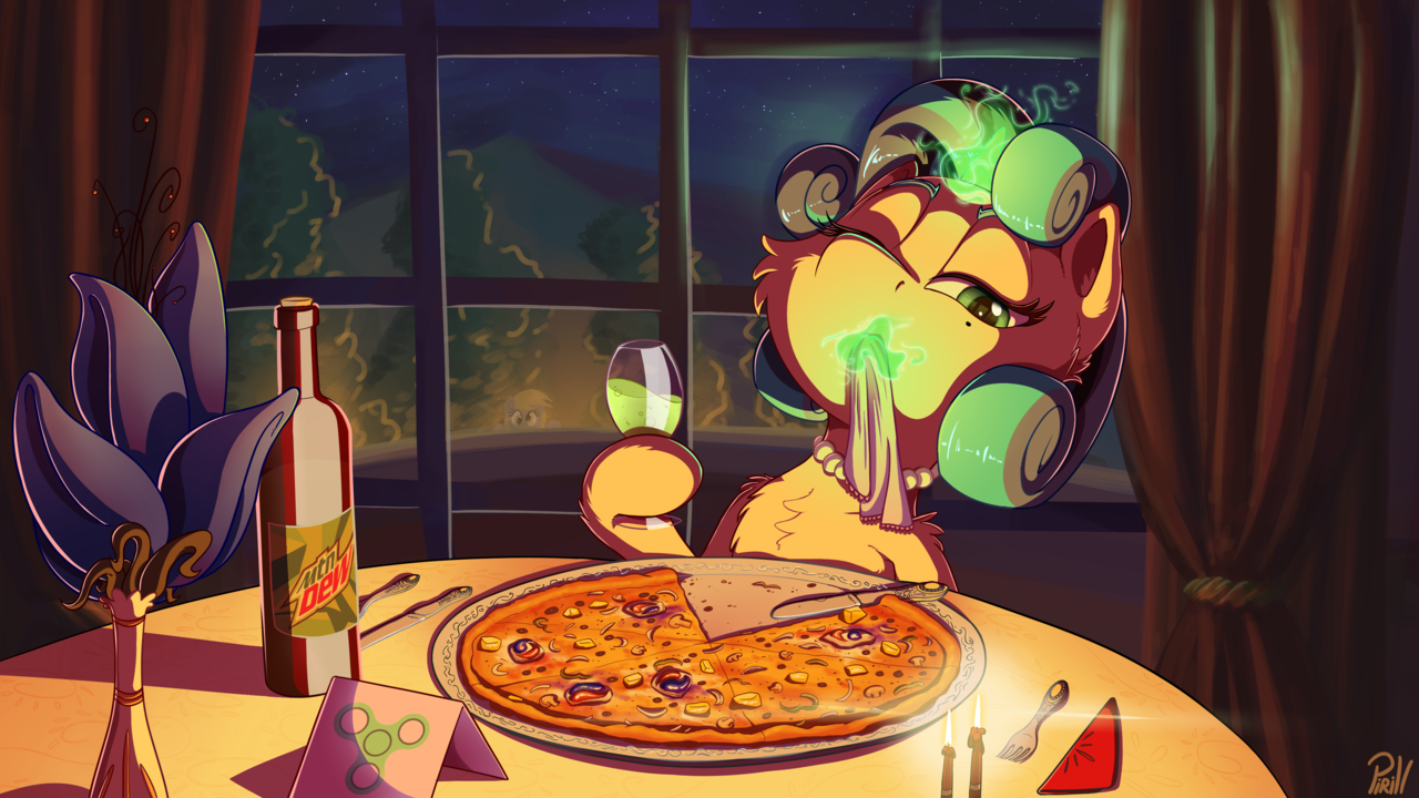 gourmet meal - My little pony, Original character, Pizza, Mountain Dew, Derpy hooves, Pirill-Poveniy