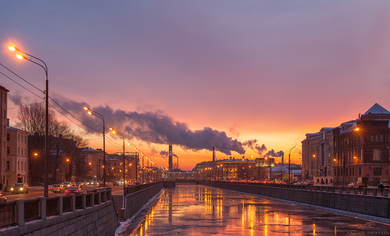 Frosty dawn on Obvodny - Town, Saint Petersburg, Landscape, freezing, Morning, dawn, Obvodny Canal