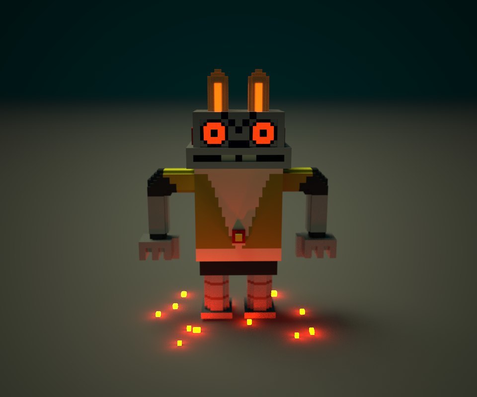 Voxel Bunny Robot - Voxels, Voxel-Art, Hare, Wait for it!, Robot, Longpost, Voxelart