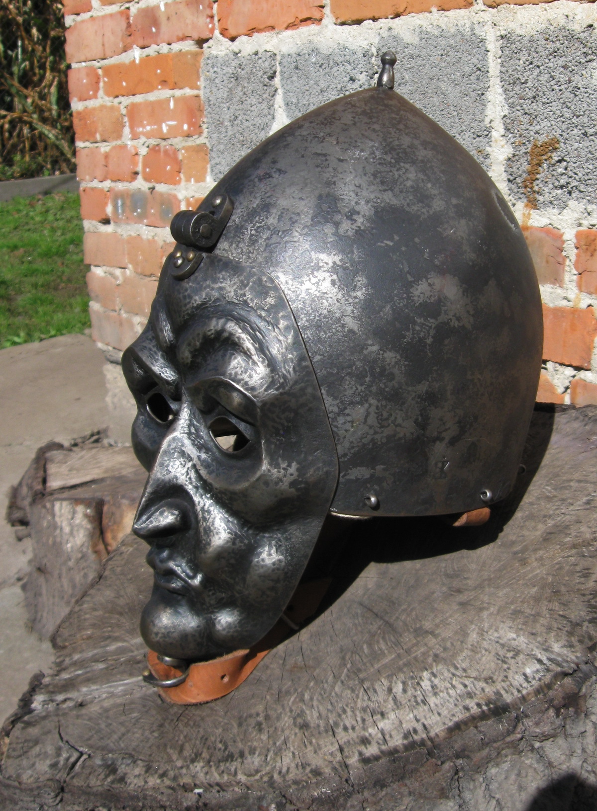 Helmet with an anthropomorphic face. - My, Helmet, Middle Ages, , Forging, Disguise, Longpost