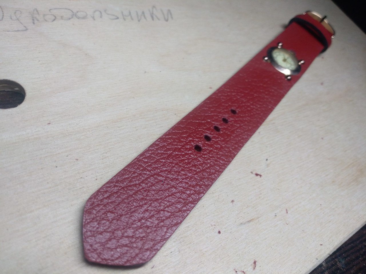 Strap for women's gold watch Nika. History of creation in photos №11 - My, Watchband, Handmade, Leather, , Wristband, Voronezh, Strap, Longpost