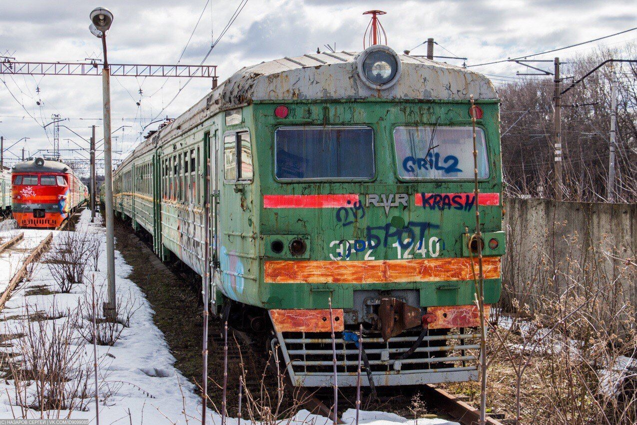 Painted Riga train - A train, Graffiti, Winter, The photo