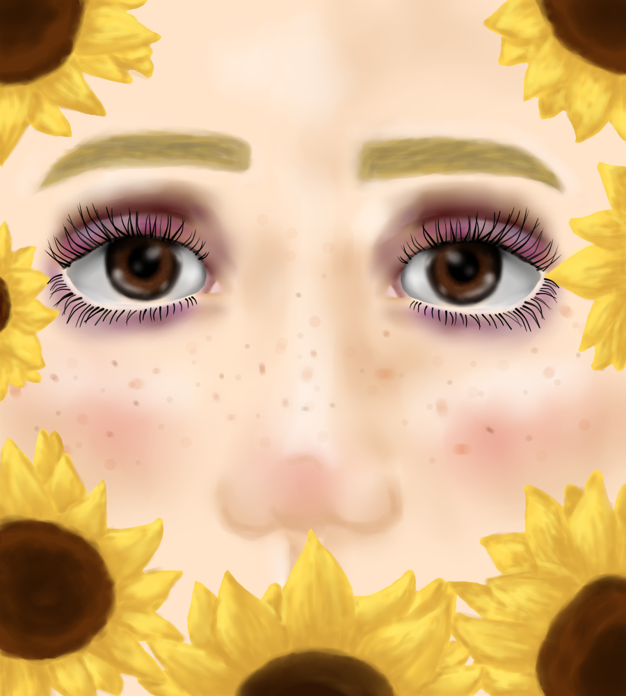 Sunflowers - My, Drawing, Sunflower, SAI, Digital, Art