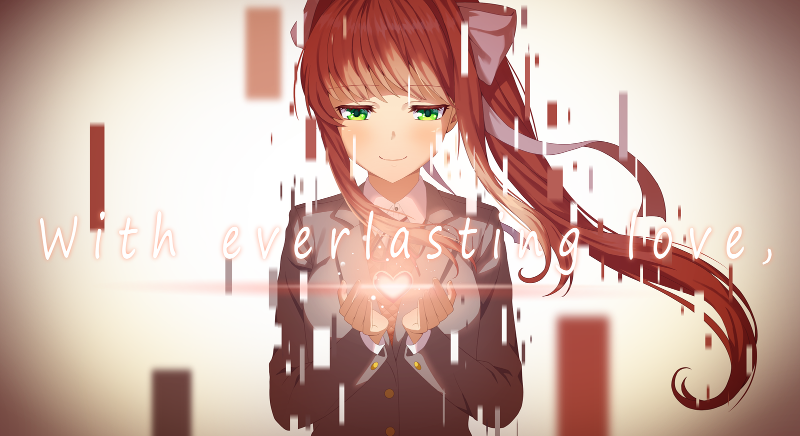 Monica - Doki Doki Literature Club, Monika, Anime art, Anime, Visual novel, Not anime, Art