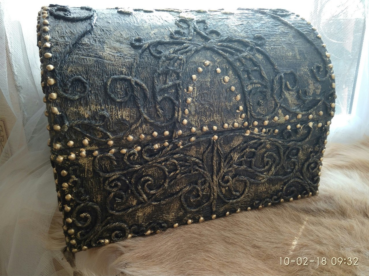 metal effect chest - My, Needlework with process, Box, Cardboard, My, Crafts, Handmade, Longpost