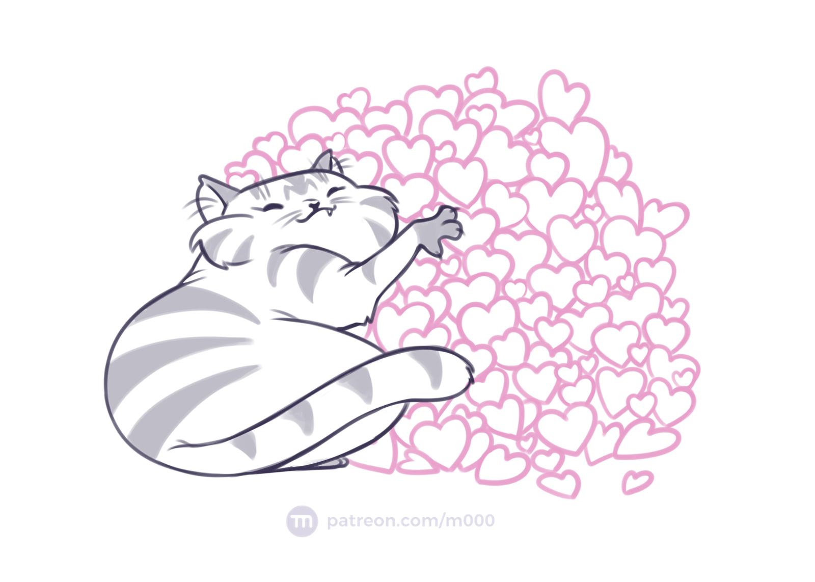 Happy St Valentine's Day - My, Valentine's Day, cat, Drawing