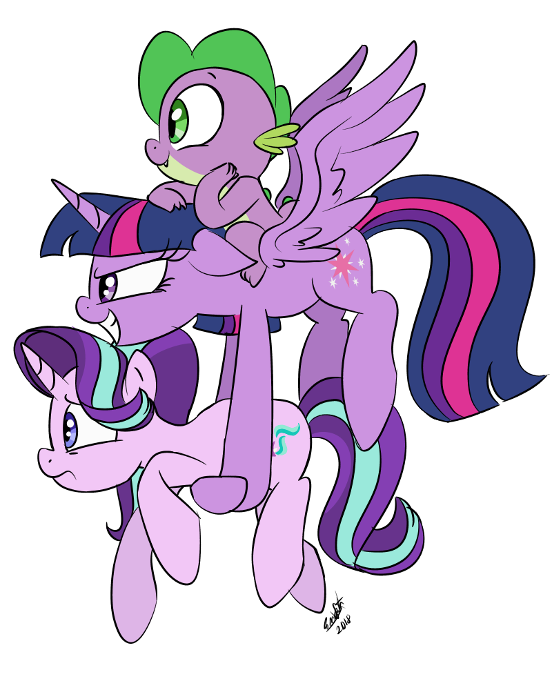 Purple Power! - My little pony, PonyArt, Spike, Twilight sparkle, Starlight Glimmer