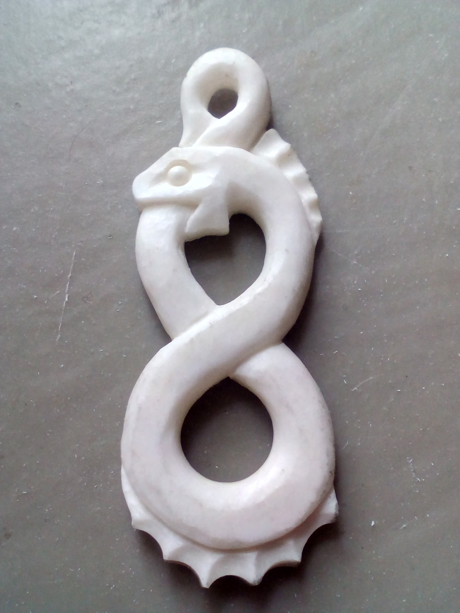 Serpent - Jormungandr made of bone. - My, Bone carving, Needlework with process, With your own hands, Longpost