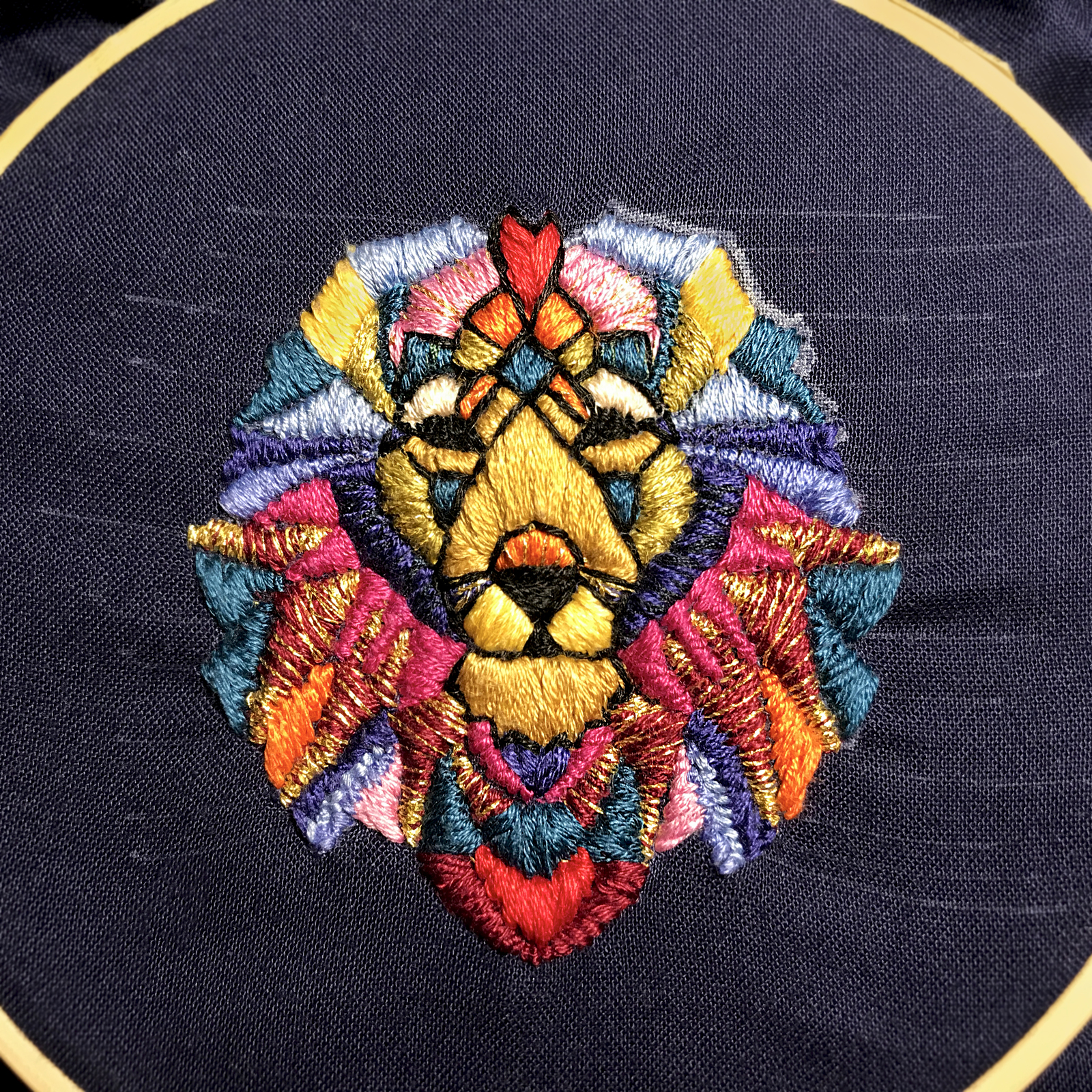 Lion on a cap - Needlework with process, First time, Embroidery, Patch, a lion, Cap, Presents, Longpost