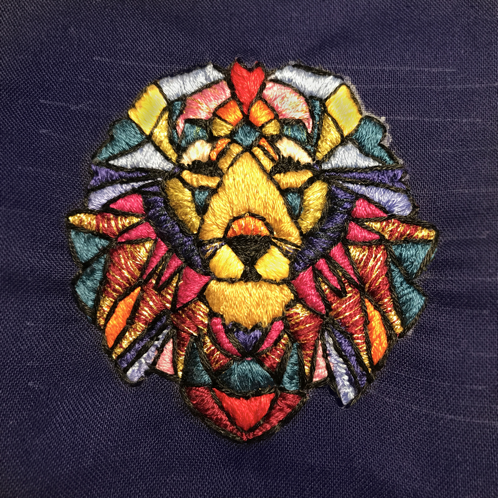 Lion on a cap - Needlework with process, First time, Embroidery, Patch, a lion, Cap, Presents, Longpost