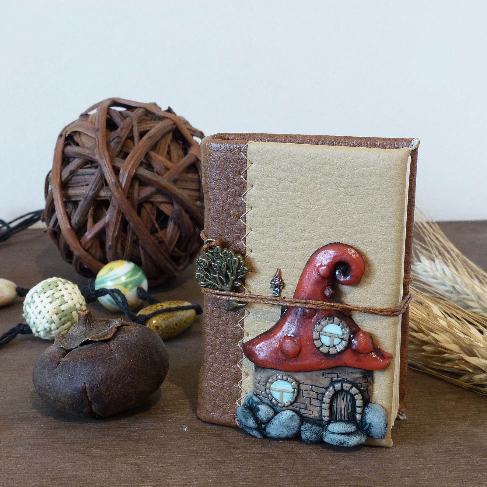 Notebooks with houses - My, Notebook, Polymer clay, Fairytale house, , Needlework without process, Longpost, Aging