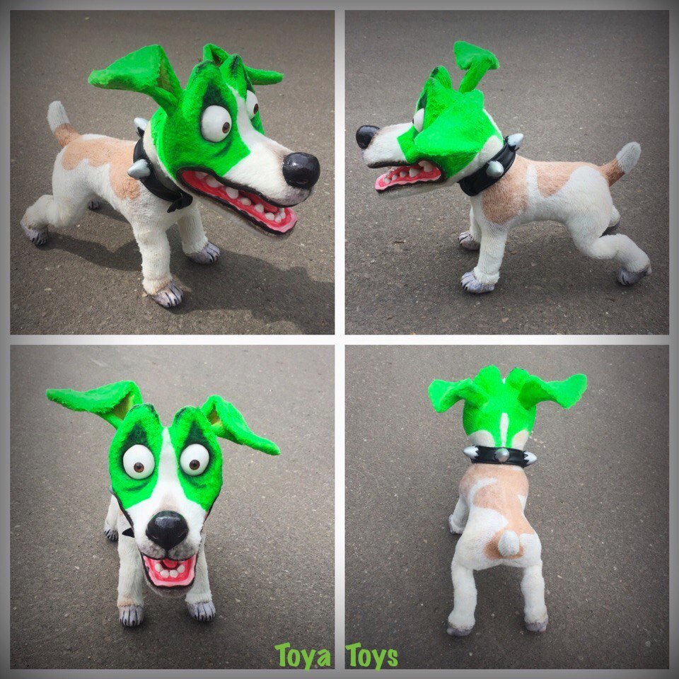 Milo The Mask Handmade - My, Needlework without process, Dog, Mask, Jack Russell Terrier, Green, Toys, Handmade, Video, Longpost