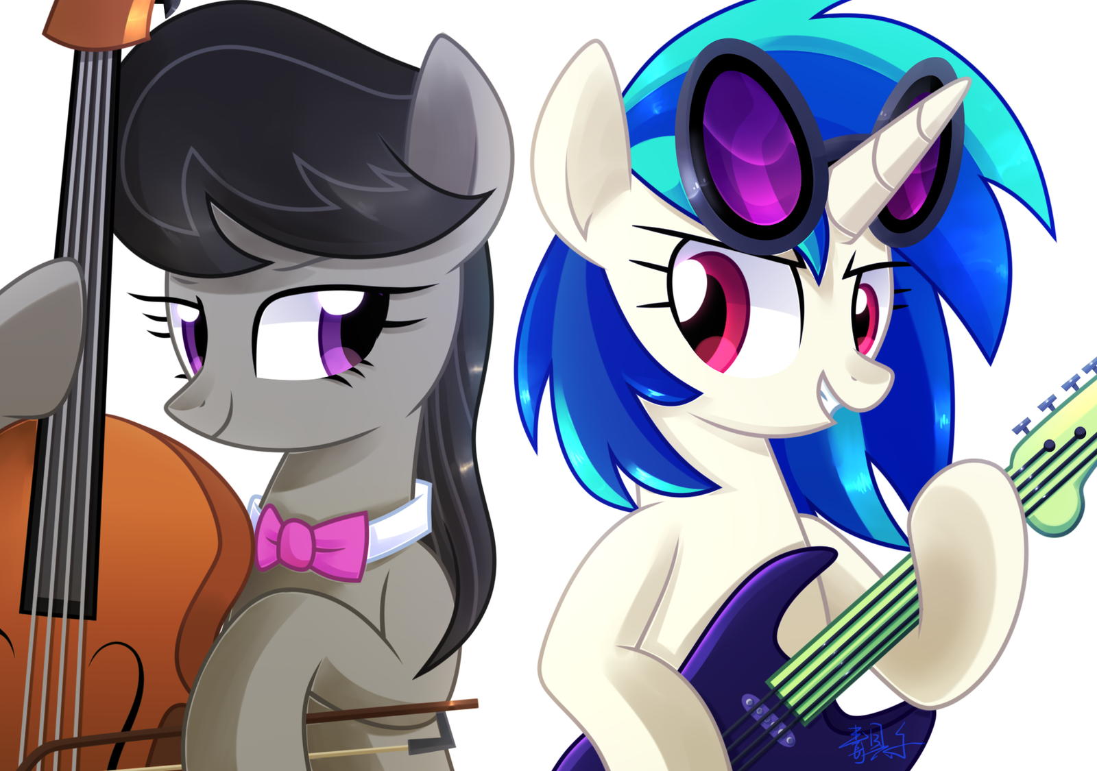 The DJ and Cellist - My Little Pony, PonyArt, Vinyl Scratch, Octavia Melody