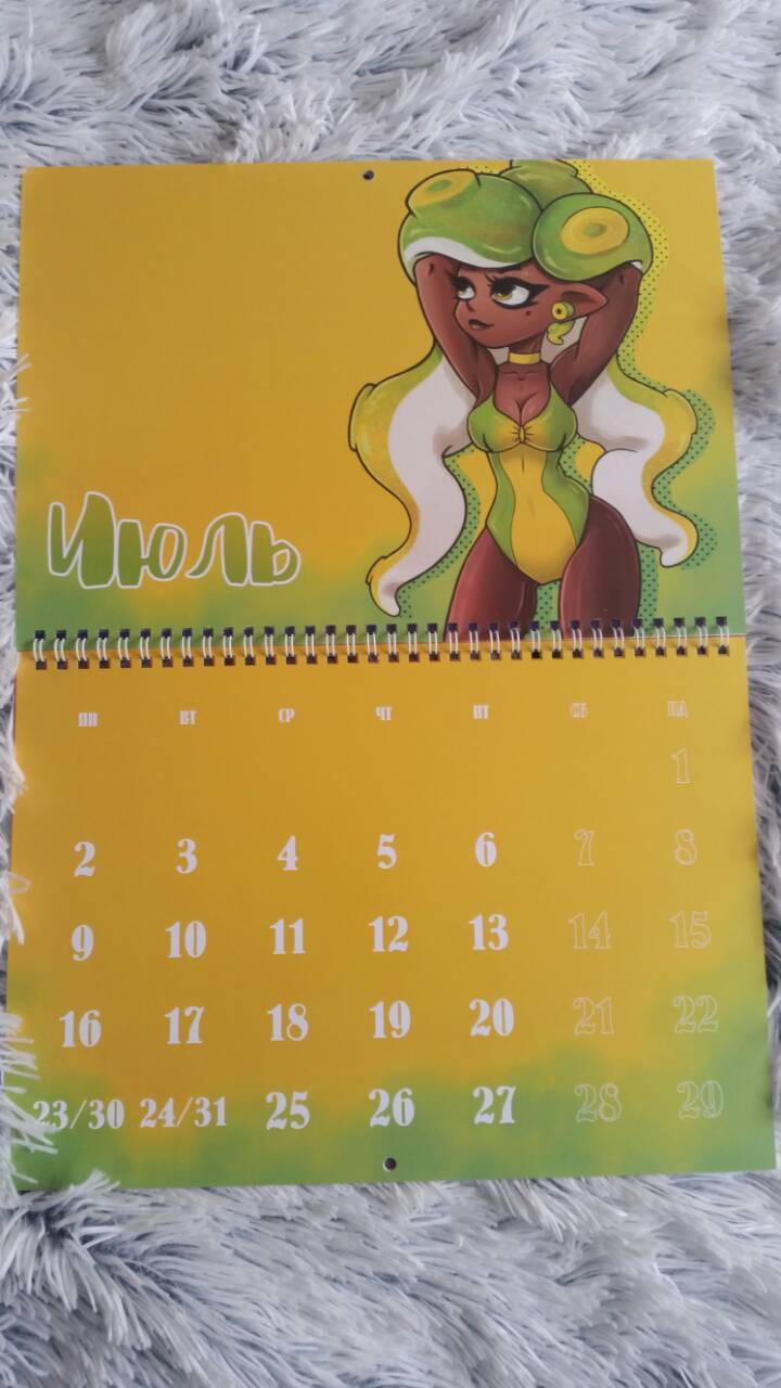 Moment of Creativity. Calendar with young ladies in the style of Splatoon - NSFW, My, Art, Fan art, Splatoon, , Pin up, Nintendo, Longpost