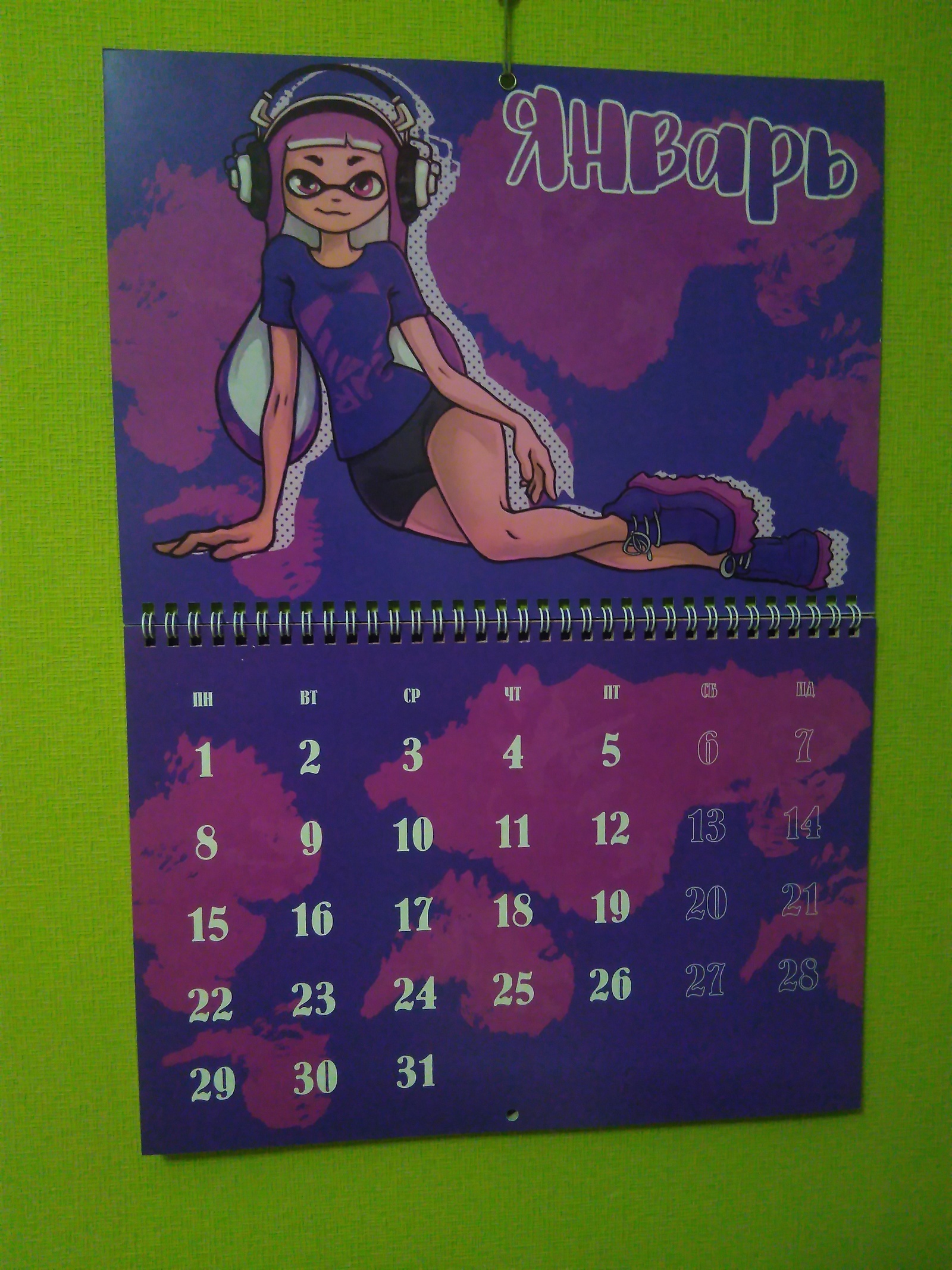 Moment of Creativity. Calendar with young ladies in the style of Splatoon - NSFW, My, Art, Fan art, Splatoon, , Pin up, Nintendo, Longpost