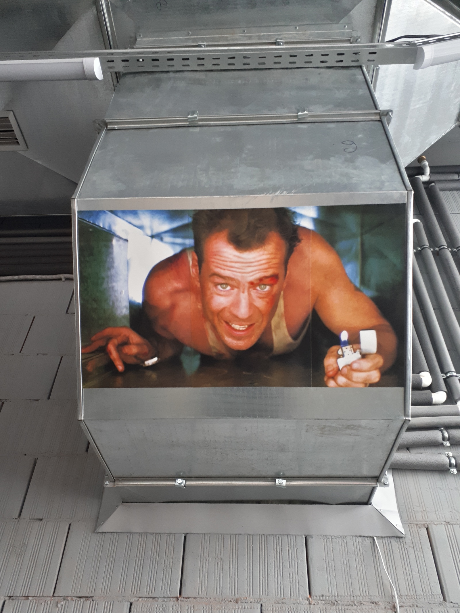 The fitters are joking. - My, Bruce willis, Ventilation, Ufa, Installation, Toughie, 