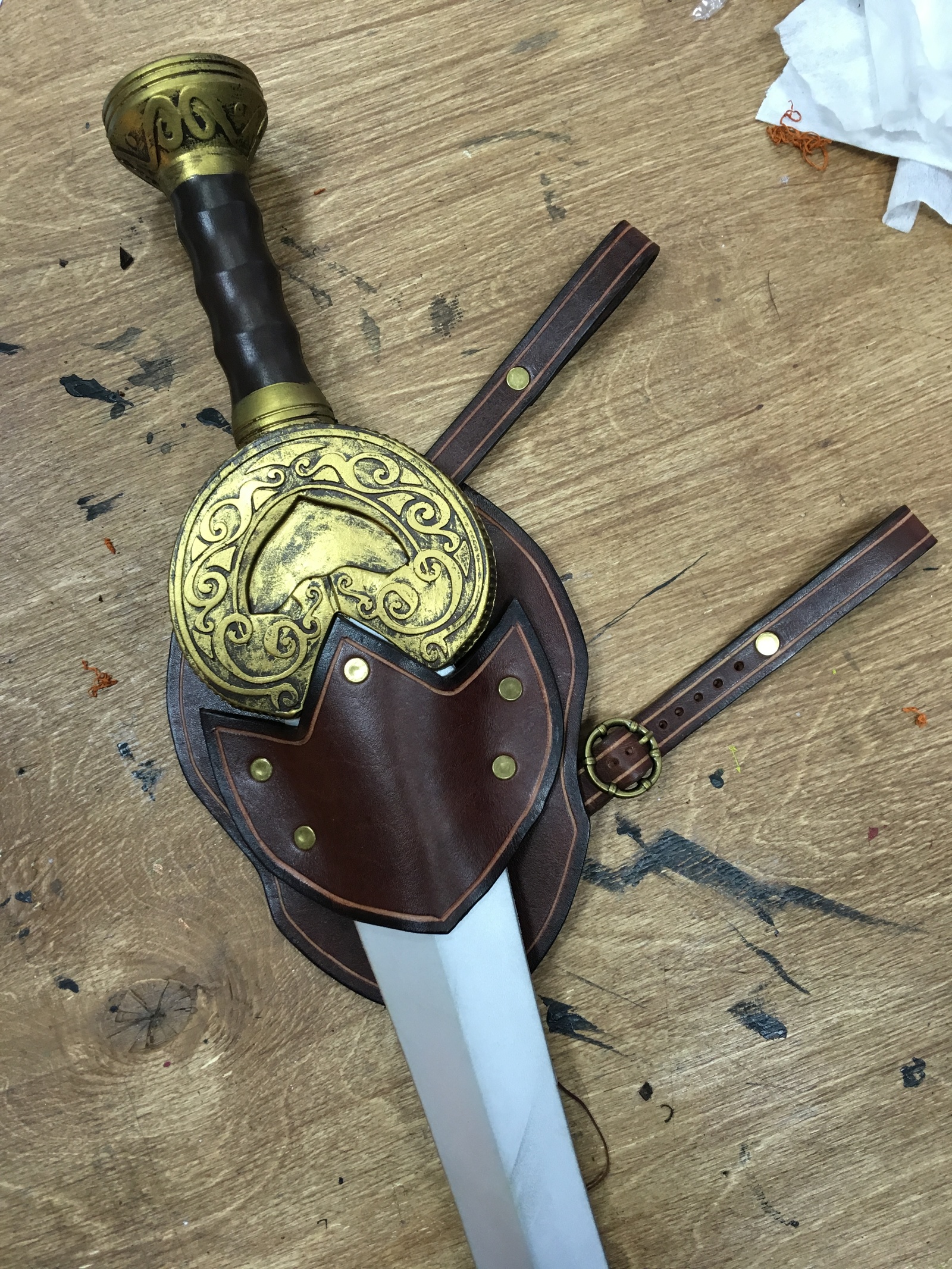 Bracers made of genuine leather. - My, Leather products, Belt, Leather, Leather, Role-playing games, Needlework with process, Sheath, Sword, Longpost