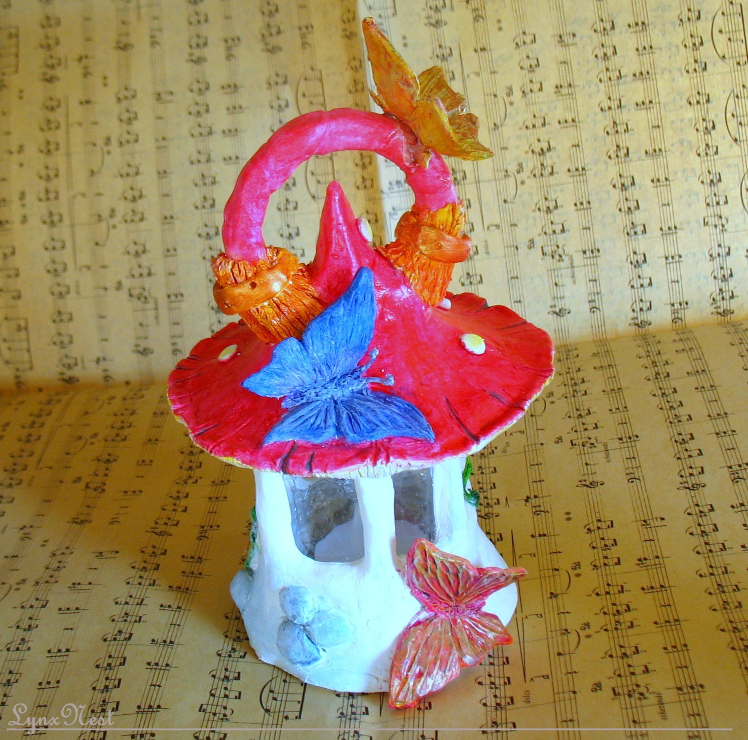 Cold porcelain lantern house - My, Cold porcelain, Flashlight, Needlework with process, Лепка, Fairytale house, Longpost