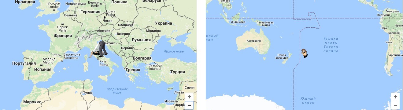 Antipodes map: a map showing the opposite point of the Earth - World map, Land, Antipode, Longpost