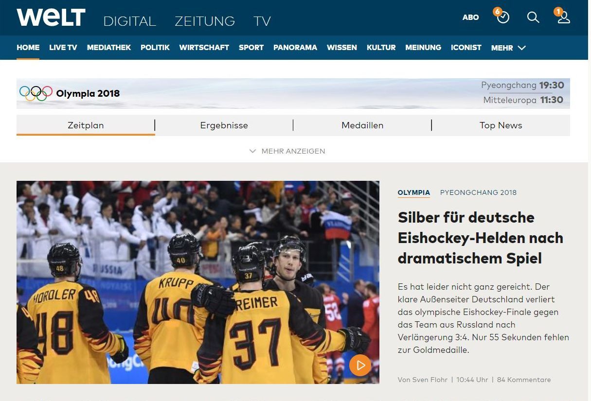 German media about the 2018 Olympics final - Hockey, Germany, The final, Longpost, Olympiad, media, Sport, 2018, Media and press