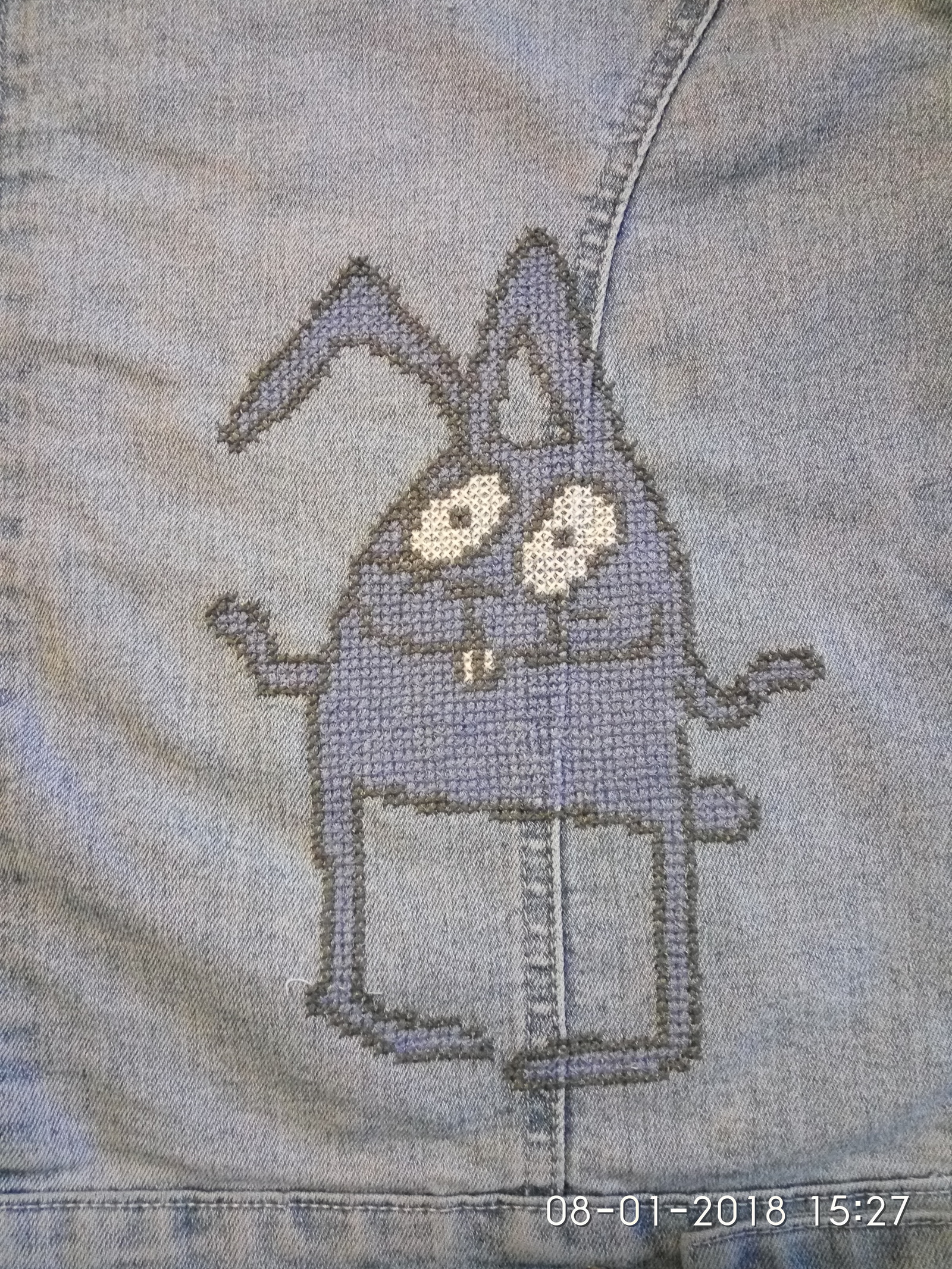 hare jacket - My, , Cross-stitch, Longpost