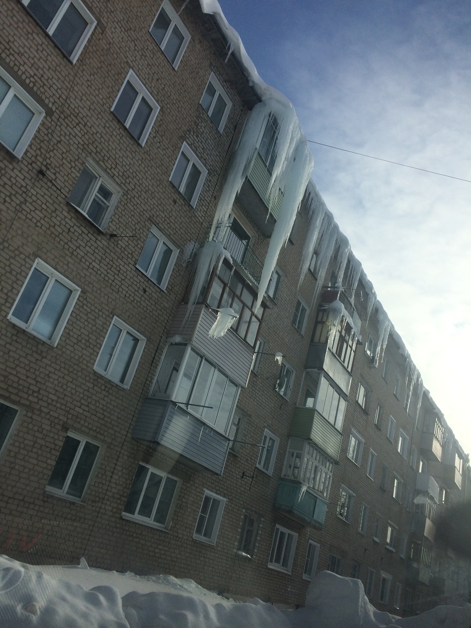 Snow queen's balcony - Icicles, Winter, Housing and communal services, Management Company, The photo, Longpost