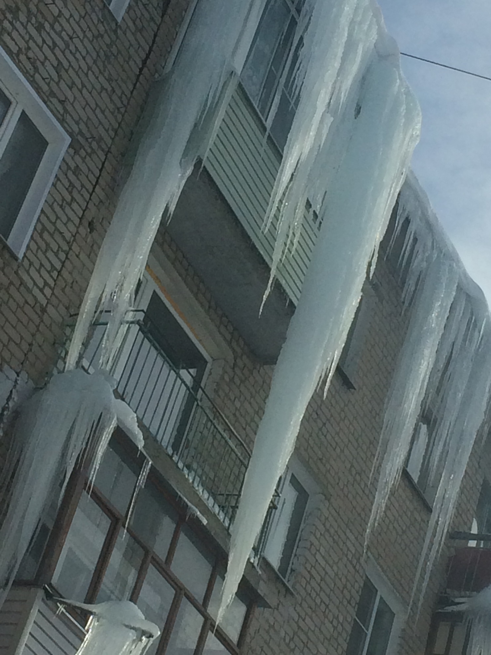 Snow queen's balcony - Icicles, Winter, Housing and communal services, Management Company, The photo, Longpost