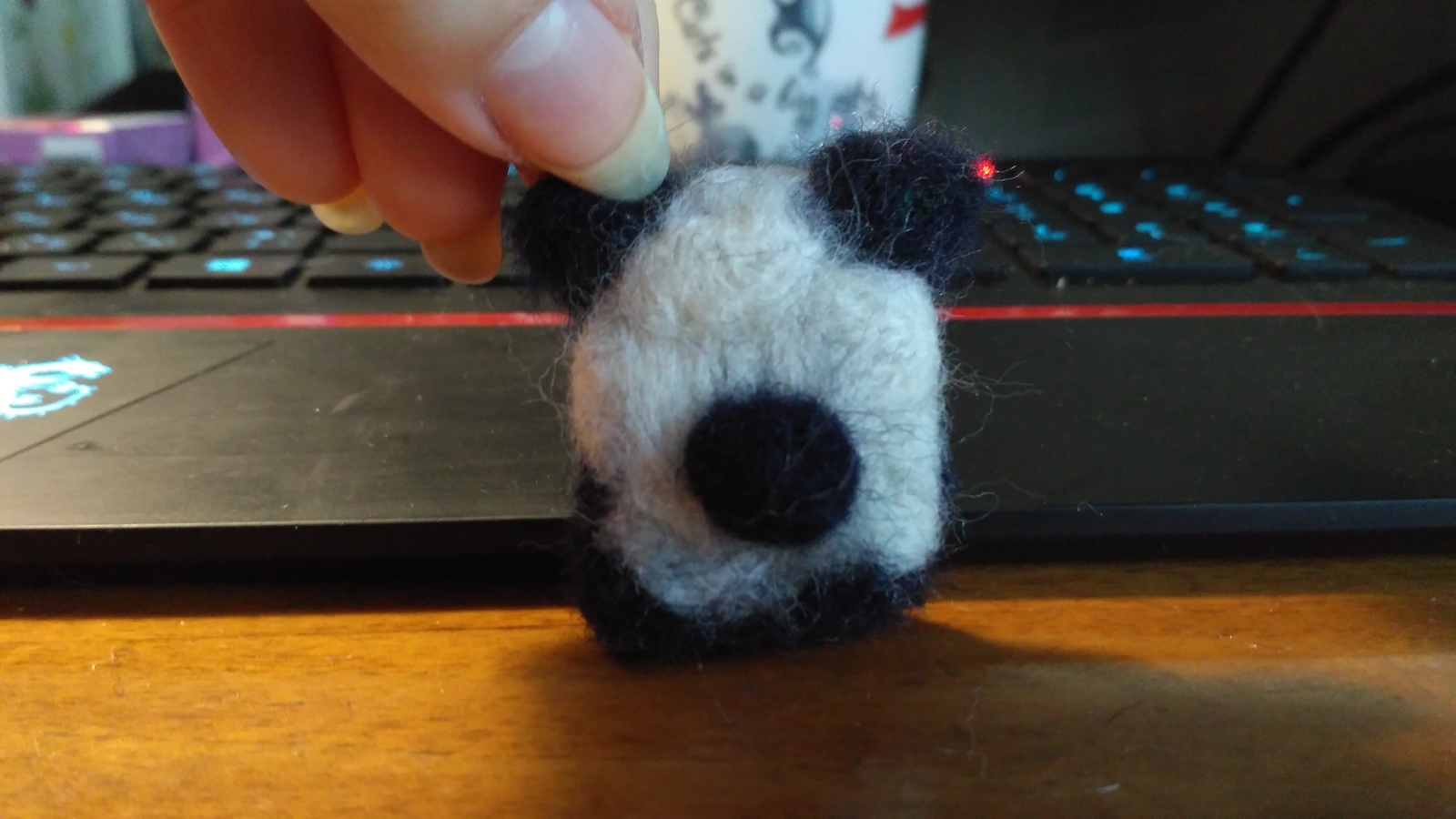 Hello, I'm Panda - My, Dry felting, , Keychain, Try, Panda, Longpost