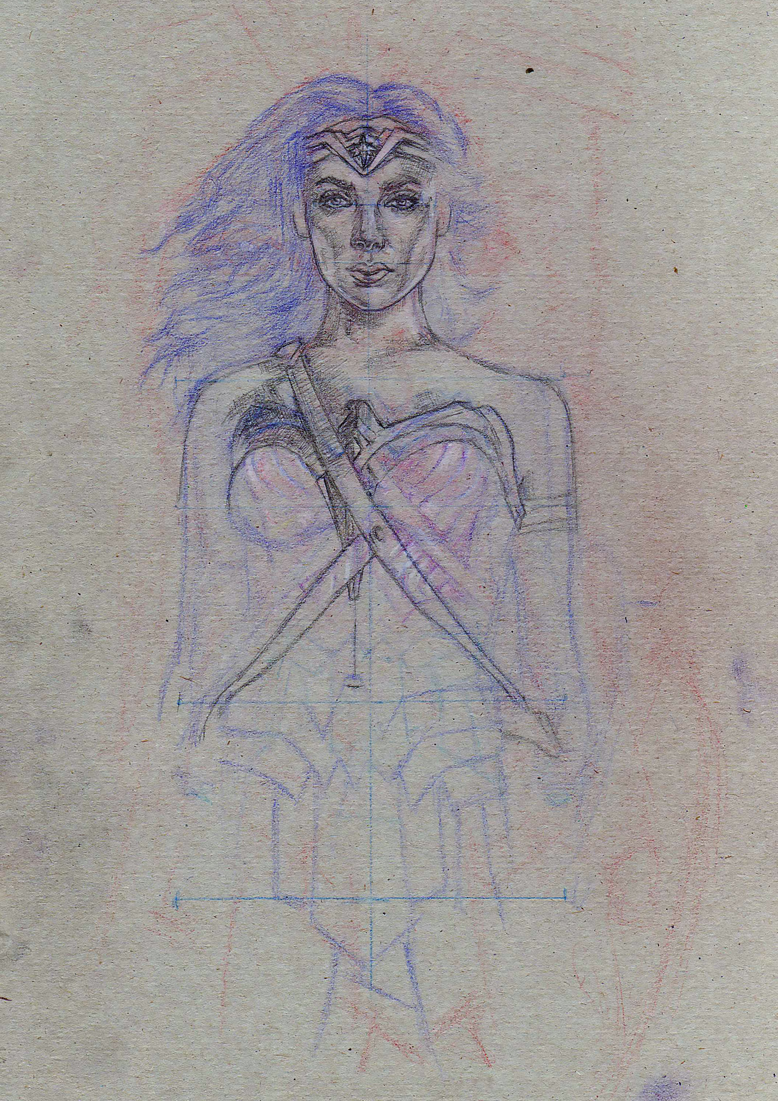 Wonder Woman - My, Drawing, Art, Pencil, Liner, Wonder Woman, Longpost