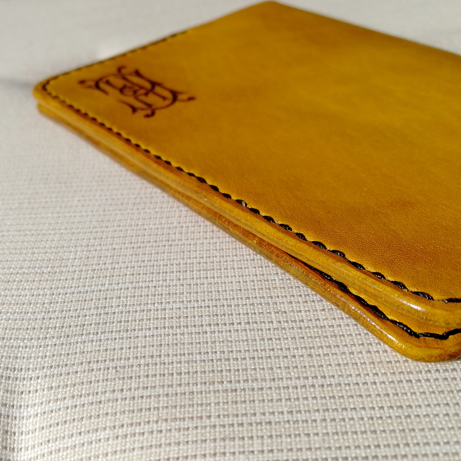 Leather passport cover with monogram - My, Needlework without process, Leather, Longpost