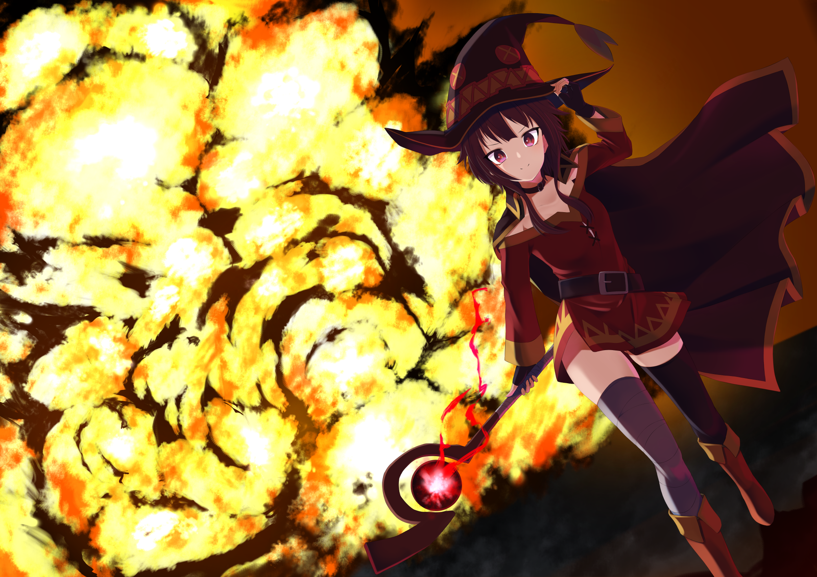 Loli Bomb - Anime Art, Konosuba, Megumin, Explosion, Взрыв