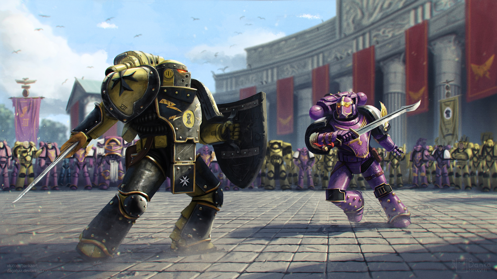 Warhammer 30k The Horus Heresy - Duel of Glory - Моё, Warhammer 30k, Horus Heresy, Imperial Fists, Emperor`s Children, Wh Art, Дуэль