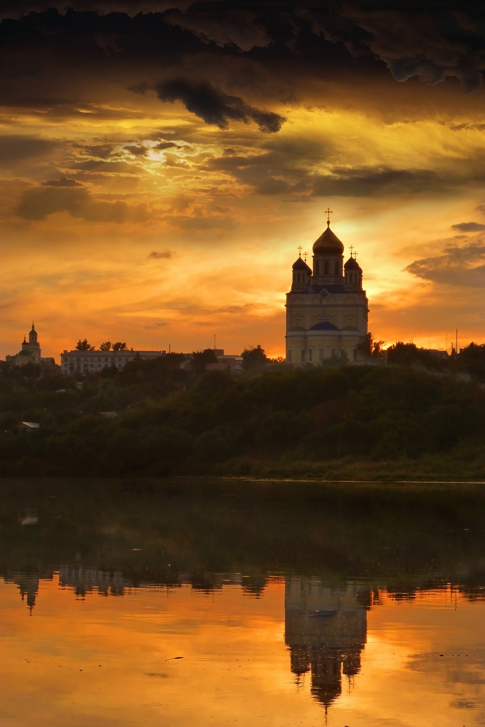 G. Yelets, Ascension Cathedral - My, Ascension Cathedral, Sunset, Dace, Sky, Clouds, The photo