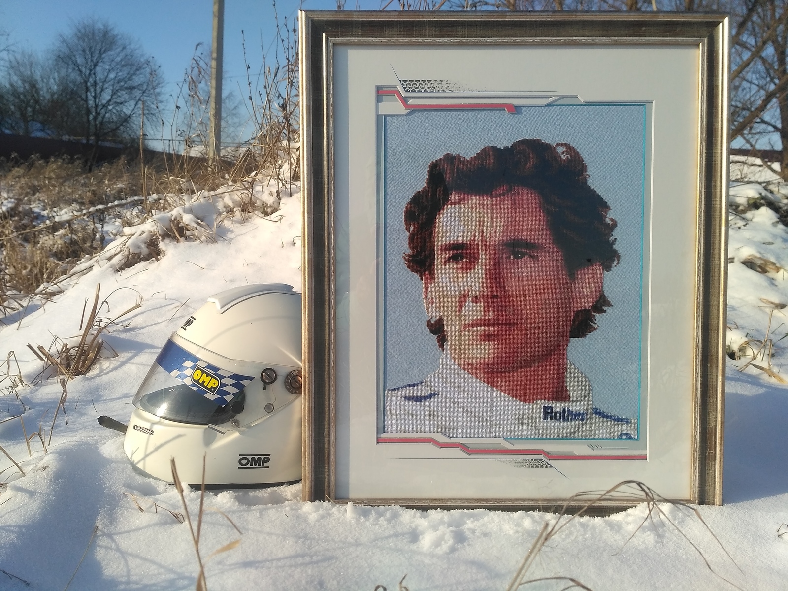 Ayrton Senna da Silva - My, Cross-stitch, Formula 1, Ayrton Senna, Needlework without process, Longpost