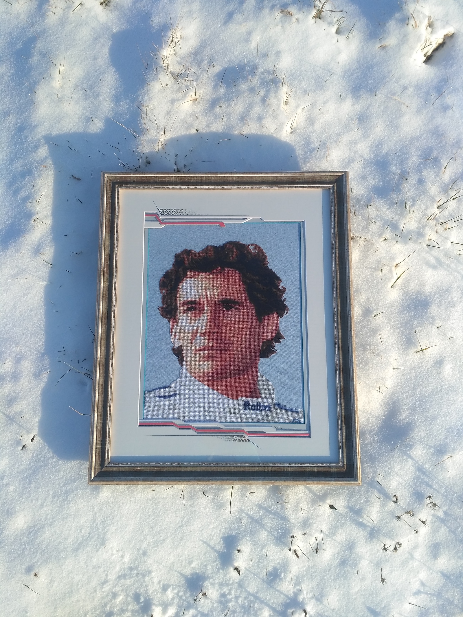 Ayrton Senna da Silva - My, Cross-stitch, Formula 1, Ayrton Senna, Needlework without process, Longpost