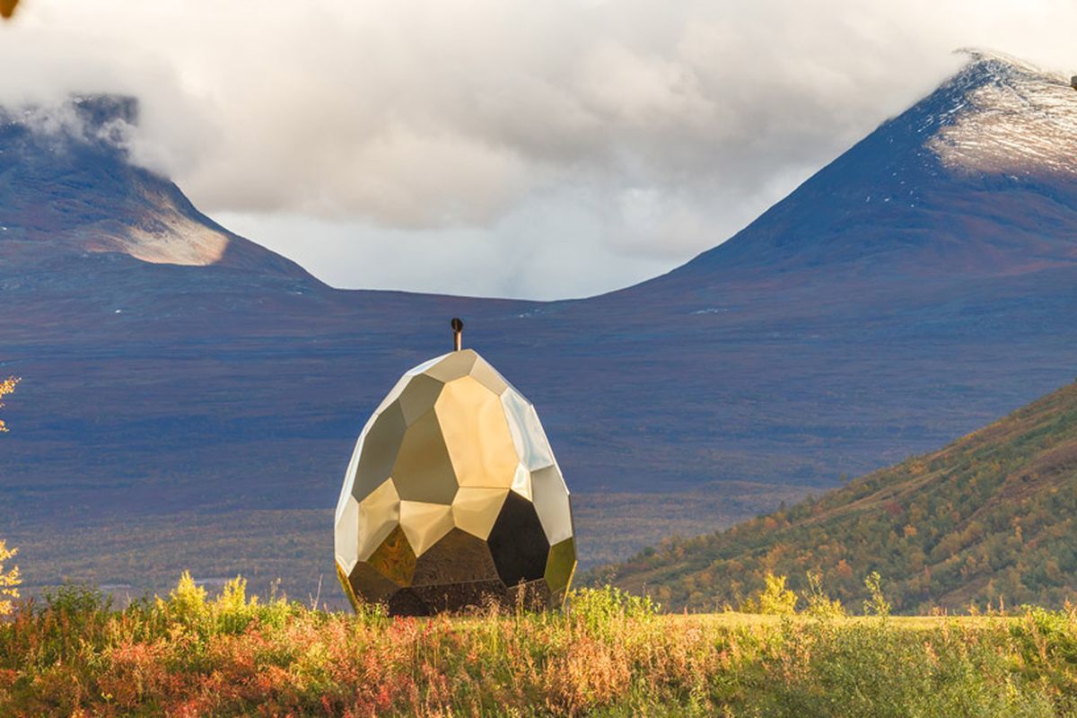 Solar Egg/ или Шведское солнечное яйцо - Сауна, Лапландия, Скульптура, Путешествия, Швеция, Природа, Памятник, Туризм, Длиннопост