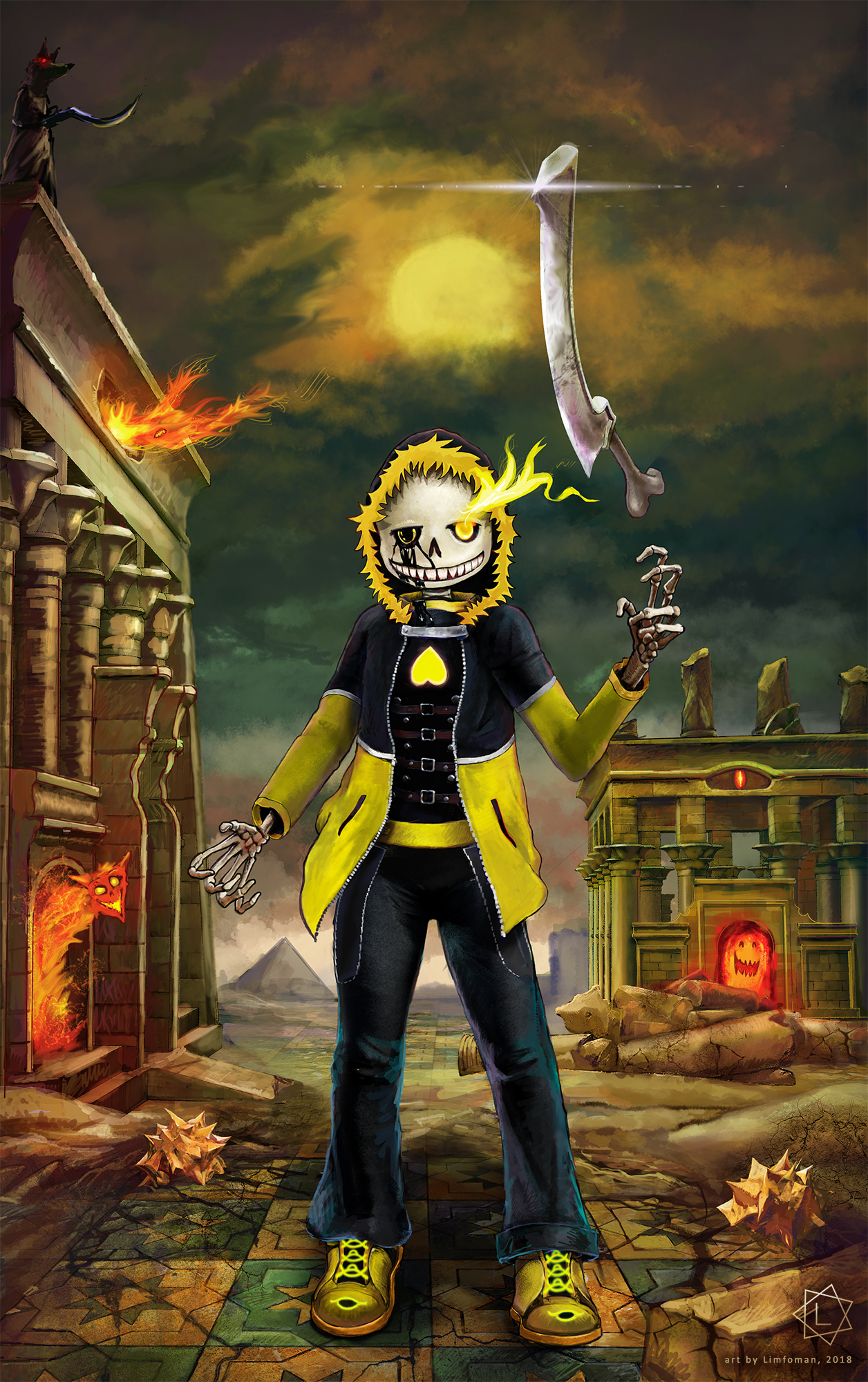 ACEDIA - My, Undertale, Sans, Egyptian, Sword, , Skeleton, Longpost