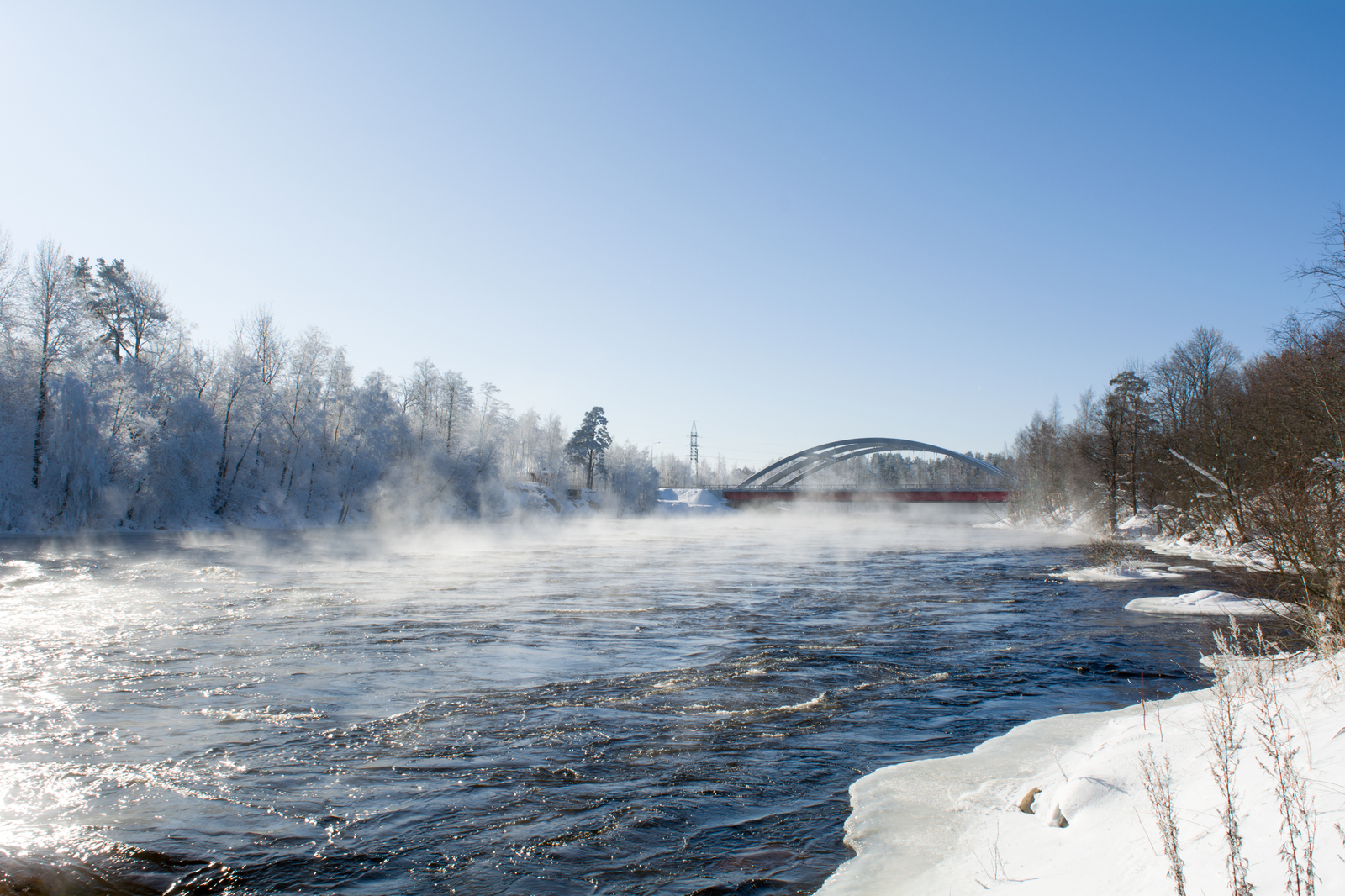 Losevsky threshold - My, Nature, The photo, River, Lake, Beginning photographer, Winter, Water, Leningrad region, Longpost