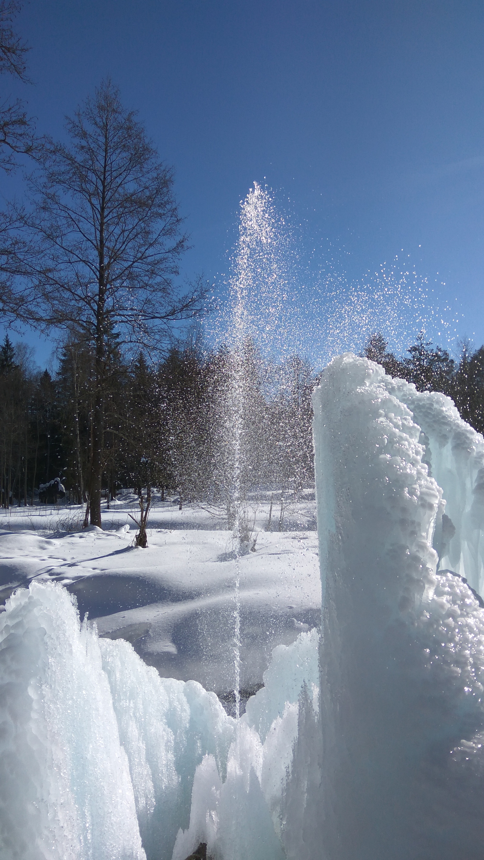 Natural fountain in winter - My, Fountain, Natural phenomena, Nature, sights, Vladimir, Text