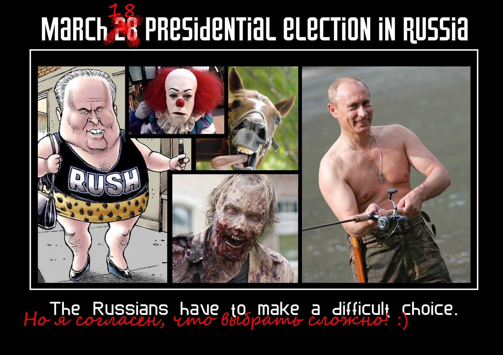 The Russians have to make a very 'difficult' choice... - My, Politics, Elections, Difficult choice, Longpost