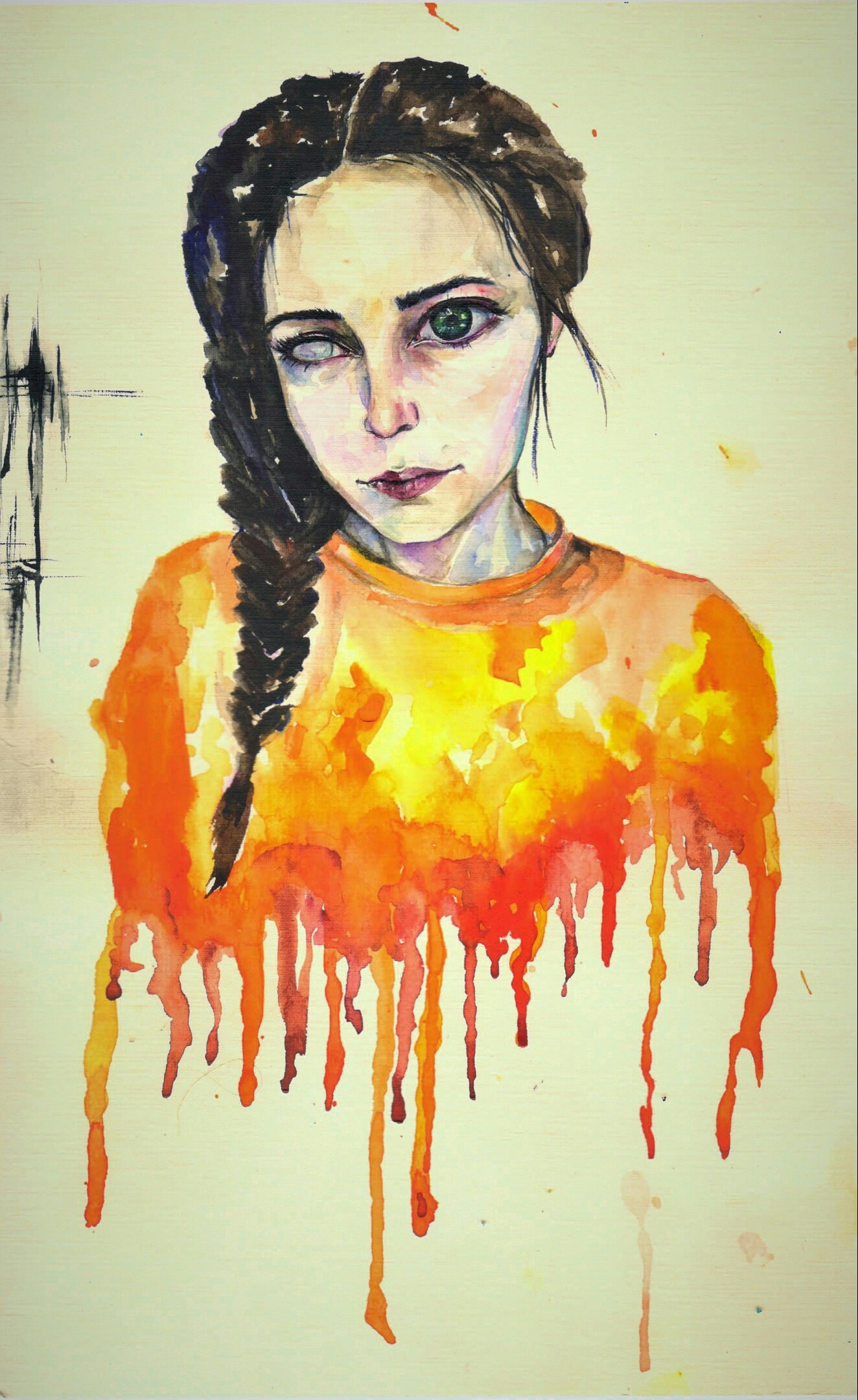 Contradictions or how I stopped keeping instagram. - My, Watercolor, Portrait, Sadness, Longpost