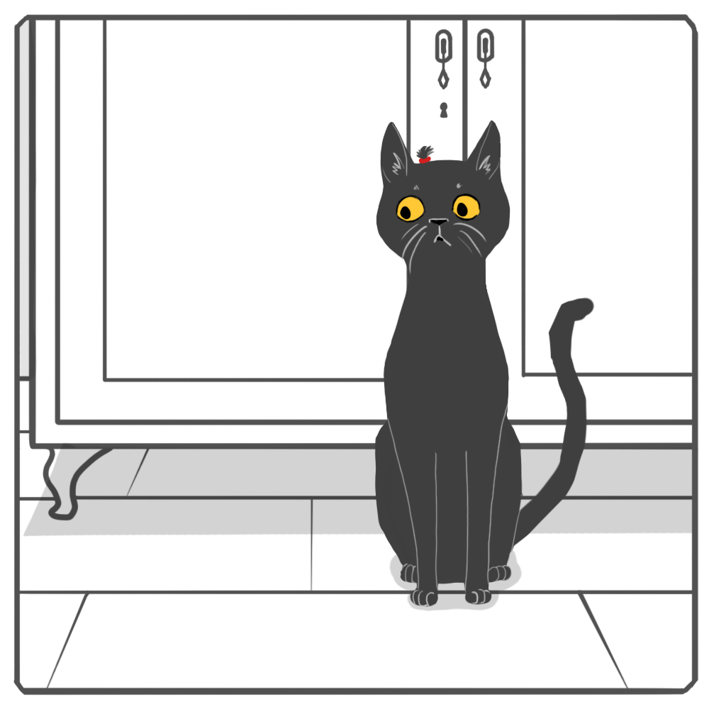 My cat steals hair ties and then they always end up under the closet. - My, Comics, cat, Mouse, Elastic, Longpost