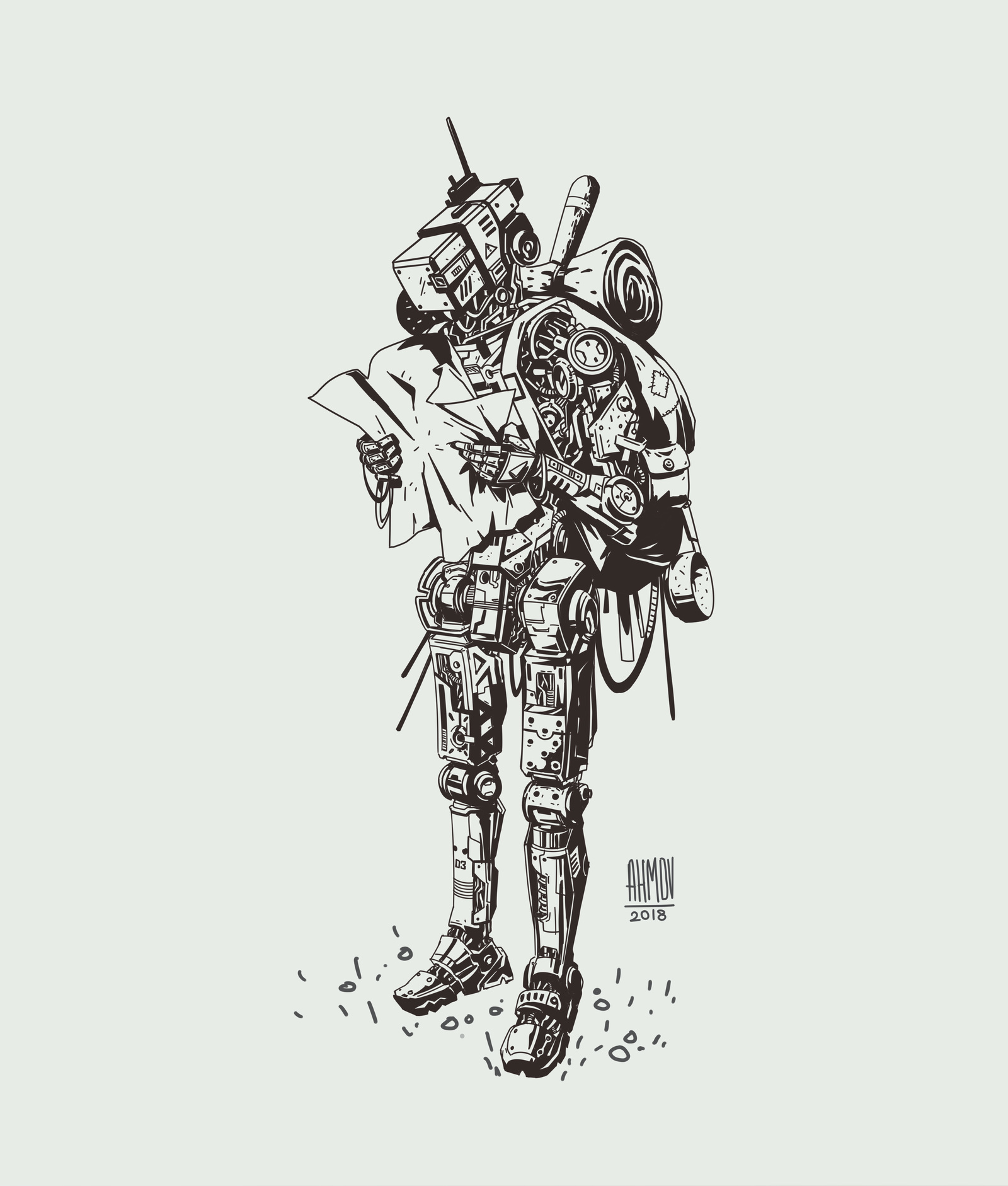 March of robots #7 - My, Marchofrobots, Art, Drawing, Illustrations, Robot, Technics, Art, Creation, Longpost