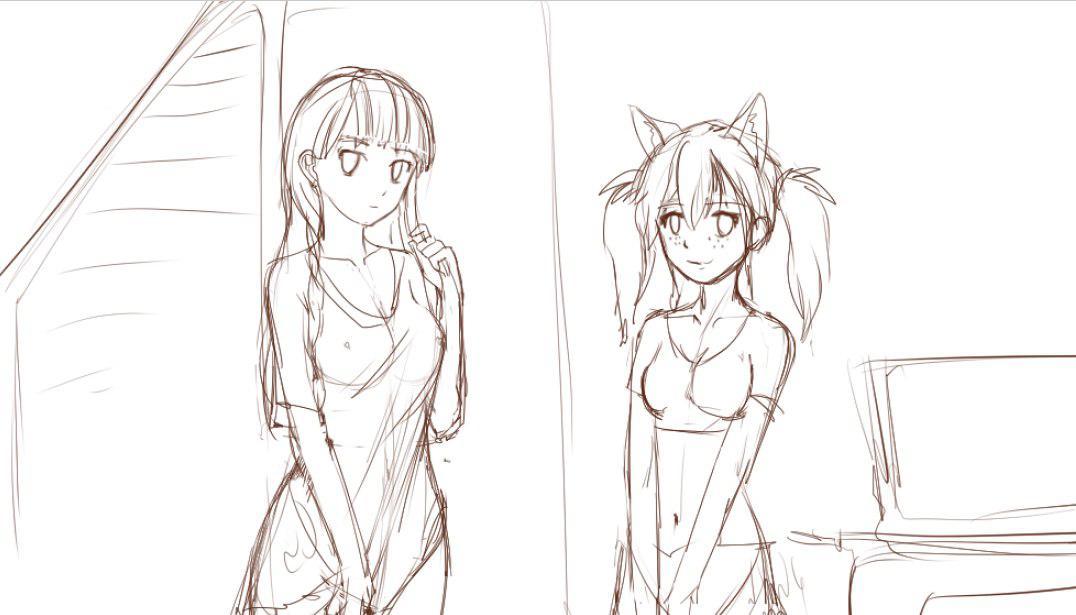 EON sketches from HK - NSFW, Sasha, EON, Marina, Artist-Kuhn, Sketch, Visual novel, Anime, Not anime, Longpost