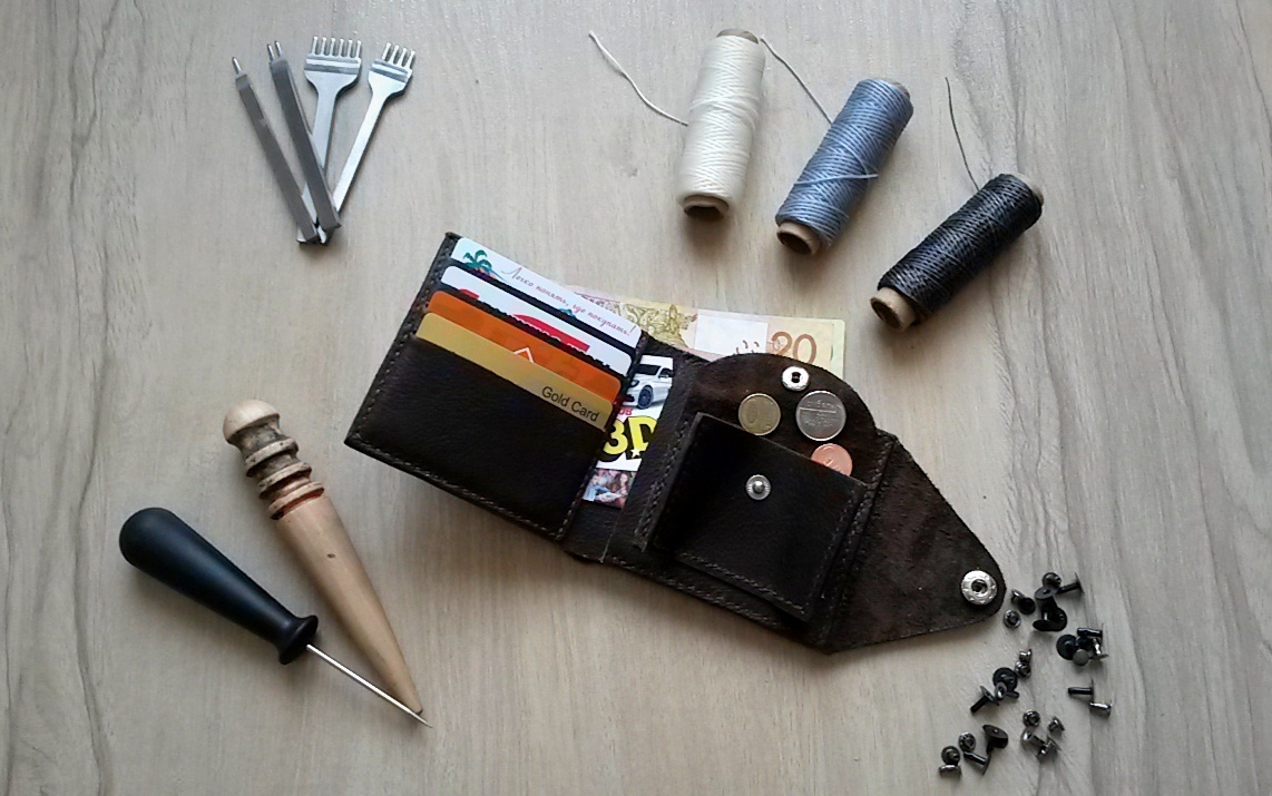 Men's wallet and cardholder - My, Purse, Handmade, Leather craft, Cardholder, , My, Leather, Longpost