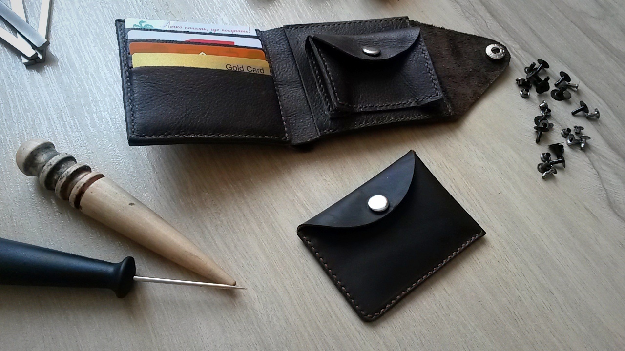 Men's wallet and cardholder - My, Purse, Handmade, Leather craft, Cardholder, , My, Leather, Longpost