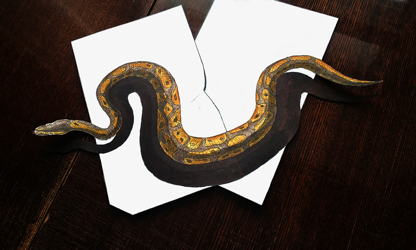 3D Serpent - My, Snake, 3D graphics, Watercolor pencils, Diligence, Humor, Creation, Video